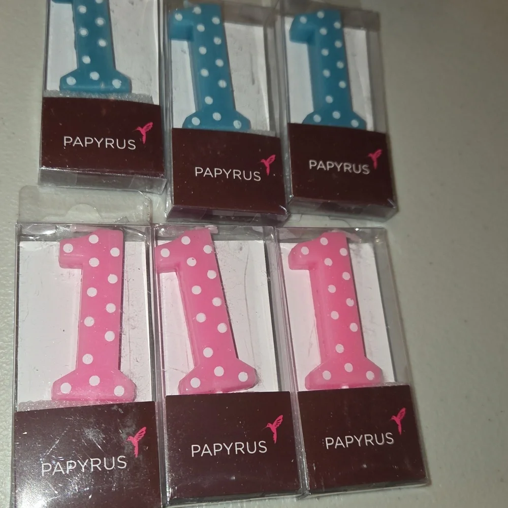 New PAPYRUS #1 Pastel Pink & Pastel Blue Candles